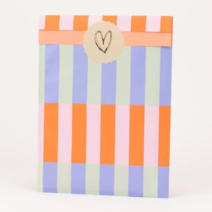 Sacchetti di carta Bold Stripes, rosa / rosso / blu / verde | Estate, sacchetti regalo, confezioni regalo, borsa piatta, sacchetti di carta, primavera