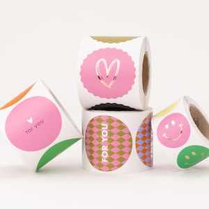 Aufkleber bunt Mix, Herz, Smiley, Texte | Geschenkverpackung, Liebe, Geburtstag, Party