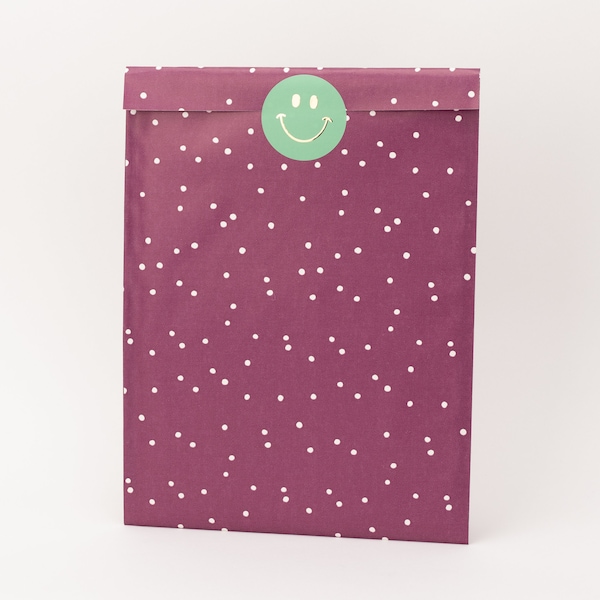 XL Papiertüten Punkte violett | Geschenktüten, Geschenkverpackung, Flatbag, Verpackung, Verpacken großer Gegenstände, Einpacken, A4