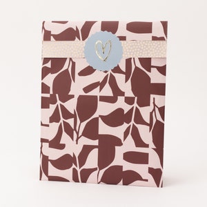 Buste di carta Foglie astratte, rosa / bordeaux | Autunno, autunno, sacchetti regalo, confezioni regalo, sacchetti piatti, sacchetti di carta