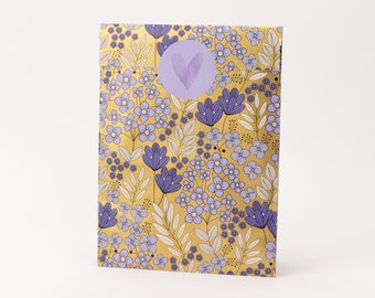 Paper bags flower meadow lilac with gold effect | Gift bags, gift wrapping, flat bag, chic, flowers