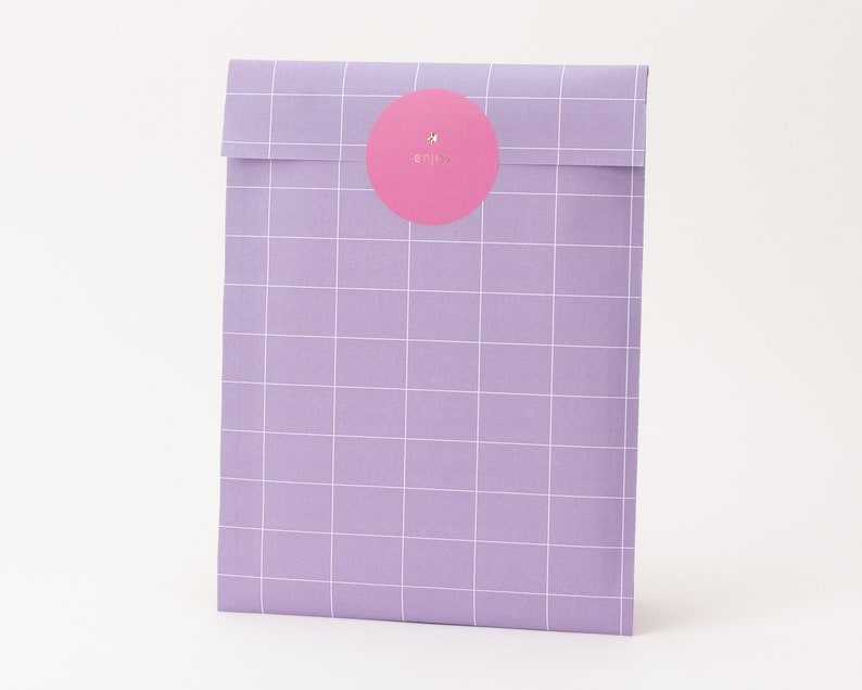 Paper bags grid, purple Autumn, autumn, gift bags, gift packaging, flat bag, paper bags image 1