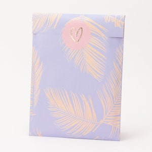 Sacs en papier palmiers lilas, rose | Sacs cadeaux, emballages cadeaux, sachets plats, mini-sacs, sacs en papier, joyeux