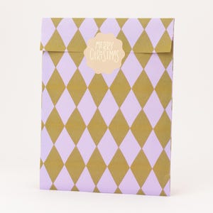 Sacchetti di carta a forma di rombi, lilla / verde oliva | Sacchetti regalo, confezioni regalo, sacchetti piatti, compleanno bambini, sacchetti per feste