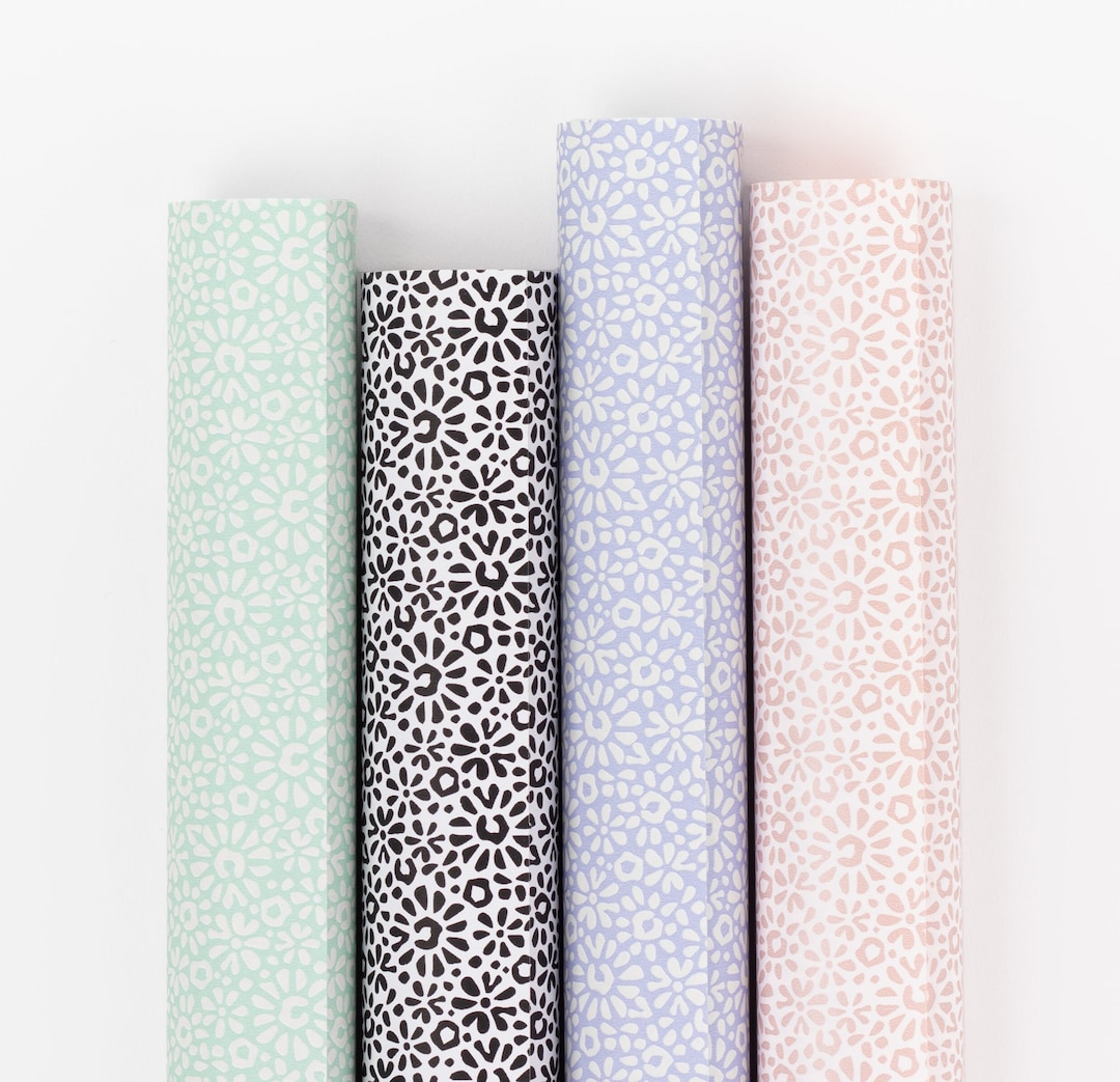 QIUMING Blumen Geschenkpapier 38 Blatt - Wasserfestes Vlies-Papier 50x50cm