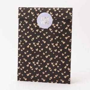 Sacchetti di carta Cuoricini, kraft nero | Sacchetti regalo, confezioni regalo, buste piatte, mini bag, amore, cuori, cuori, carta kraft