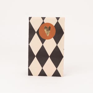 Mini sacs en papier diamants, noir / beige / rouge | Sacs cadeaux, emballage cadeau, sachet plat, emballage bijoux, bijoux, kraft