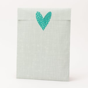 Sacs en papier lin, bleu/vert | Sacs cadeaux, emballages cadeaux, sac plat, mini sacs, design minimaliste
