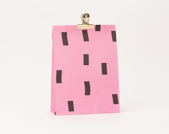 Bolsas de regalo de color rosa, rayas | Bolsas de papel, embalaje de regalo, morado, lila, verano, bolsas con fondo cuadrado