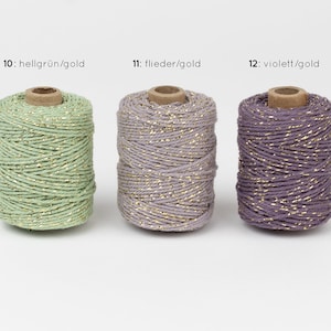 Cotton cord in various colors, roll Gift ribbon, string, cord, glitter twist, lurex image 4