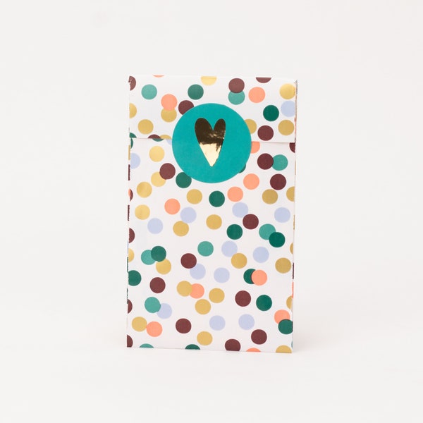 Mini Papiertüten Konfetti Autumn mit Gold-Effekt | Geschenktüten, Geschenkverpackung, Flatbag, Schmuckstücke Verpackung, Schmuck