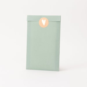 Paper bags, thick kraft paper, blue/green, stable, 12 x 19 cm Gift bags, gift packaging, flat bags, paper bags image 1