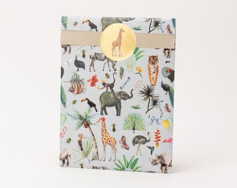 Papiertüten Safari-Tiere | Geschenktüten, Geschenkverpackung, Flatbag, Kindergeburtstag, Mitgebseltüten