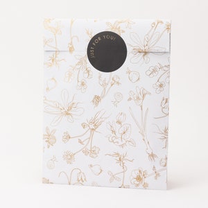 Buste di carta New Life, bianco/oro | Fiori, sacchetti regalo, confezioni regalo, buste piatte, mini bag, fiori, insetti