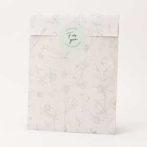 Buste di carta New Life, grigio beige/salvia | Fiori, sacchetti regalo, confezioni regalo, buste piatte, mini bag, fiori, insetti
