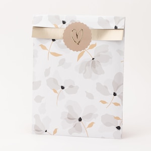 Papiertüten Blütenblätter, champagnerfarben Blumen, Geschenktüten, Geschenkverpackung, Flatbag, Paper bags Bild 1