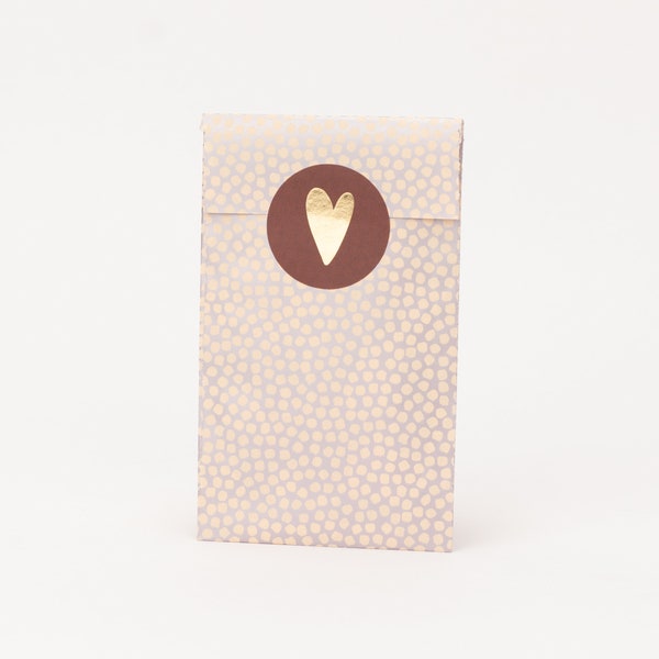 Mini Papiertüten Boho Dots, rosa / bordeaux | Geschenktüten, Geschenkverpackung, Flatbag, Schmuckstücke Verpackung, Schmuck