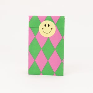 Mini sacs en papier diamants, rose / vert | Sacs cadeaux, emballage cadeau, sachet plat, emballage bijoux, bijoux, kraft