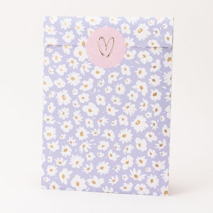 Paper bags daisy, lilac, pink, gold effect | Flowers, gift bags, gift wrapping, flat bag, mini bags