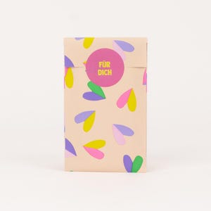 Mini sacs en papier coeur flottant, beige / rose / lilas | Sacs cadeaux, emballage cadeau, sachet plat, emballage de bijoux, bijoux