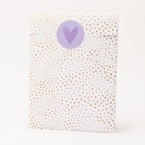 Buste in carta Spontaneous Pois, effetto oro, bianco, lilla | Sacchetti regalo, confezioni regalo, sacchetti piatti, sacchetti di carta