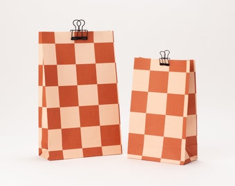 Gift bags chessboard brick red | Paper bags, gift packaging, Christmas, simple, block bottom bags, Advent calendar