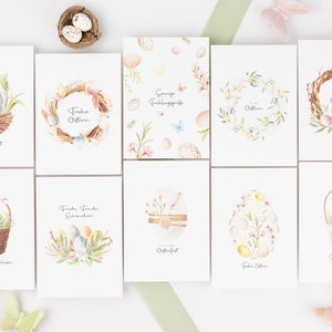 Conjunto de cartões de Páscoa 5/10 aquarela, papel texturizado | Cartões de Páscoa, cartão postal, coelhinho da Páscoa, presente, ovo de Páscoa, cartão de felicitações, A6, Feliz Páscoa