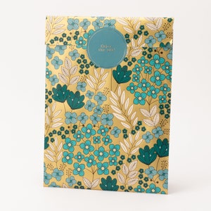 Sacchetti di carta Prato fiorito retrò oro/blu, chic con effetto oro | Sacchetti regalo, confezioni regalo, buste piatte, fiori