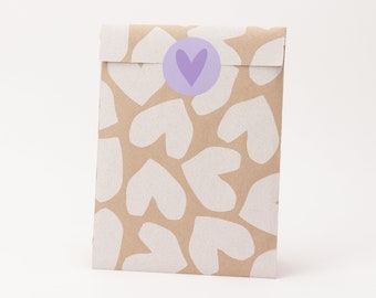 Bolsas de papel Papel kraft Corazones | Verano, bolsas de regalo, embalajes de regalo, bolsa plana, bolsas de papel, primavera