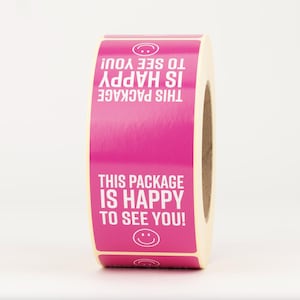 Aufkleber This package is happy to see you! Smiley | Sticker, Etiketten, Geschenk, Verpackung, Dankeschön, Banderolen