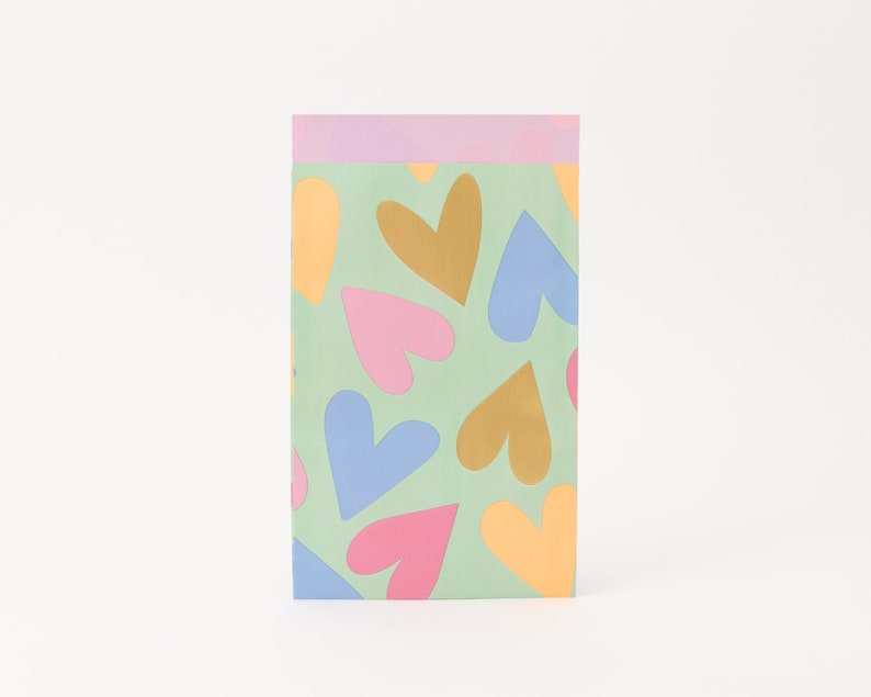 Paper bags minty hearts Summer, gift bags, gift packaging, flat bag, paper bags, spring image 5