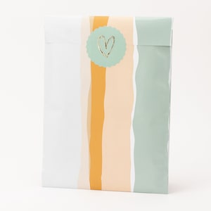 Sacchetti di carta a strati colorati, blu, verde, beige, rosa, bianco | Sacchetti regalo, confezioni regalo, sacchetti piatti, sacchetti di carta