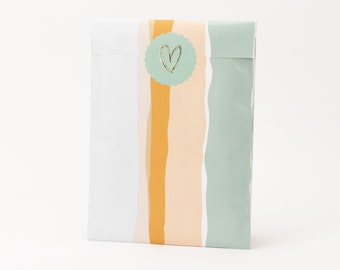 sacchetti di carta Strati colorati, blu, verde, beige, rosa, bianco | Sacchetti regalo, confezioni regalo, sacchetti piatti, sacchetti di carta