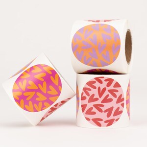 Aufkleber Herz, 60mm | Sticker, Herz, Verpackung, Pink, Orange, Flieder