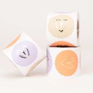 Aufkleber Herz mit Gold-Effekt, Flieder, Apricot, Beige | Sticker, Herz, Verpackung