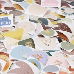 Sticker set 30, 50 or 100 stickers mixed, no duplicates | Labels, gift wrapping, mix, mixture, surprise package