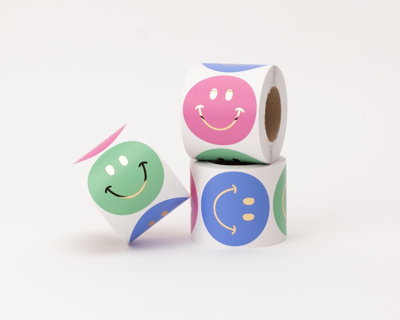 Sticker Smiley mix Sticker, packaging, party, gift, stick face Groß (55 mm)