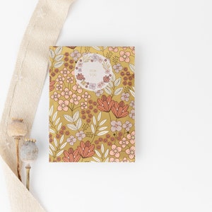 Paper bags flower meadow retro gold/pink, chic with gold effect Gift bags, gift wrapping, flat bag, flowers image 3