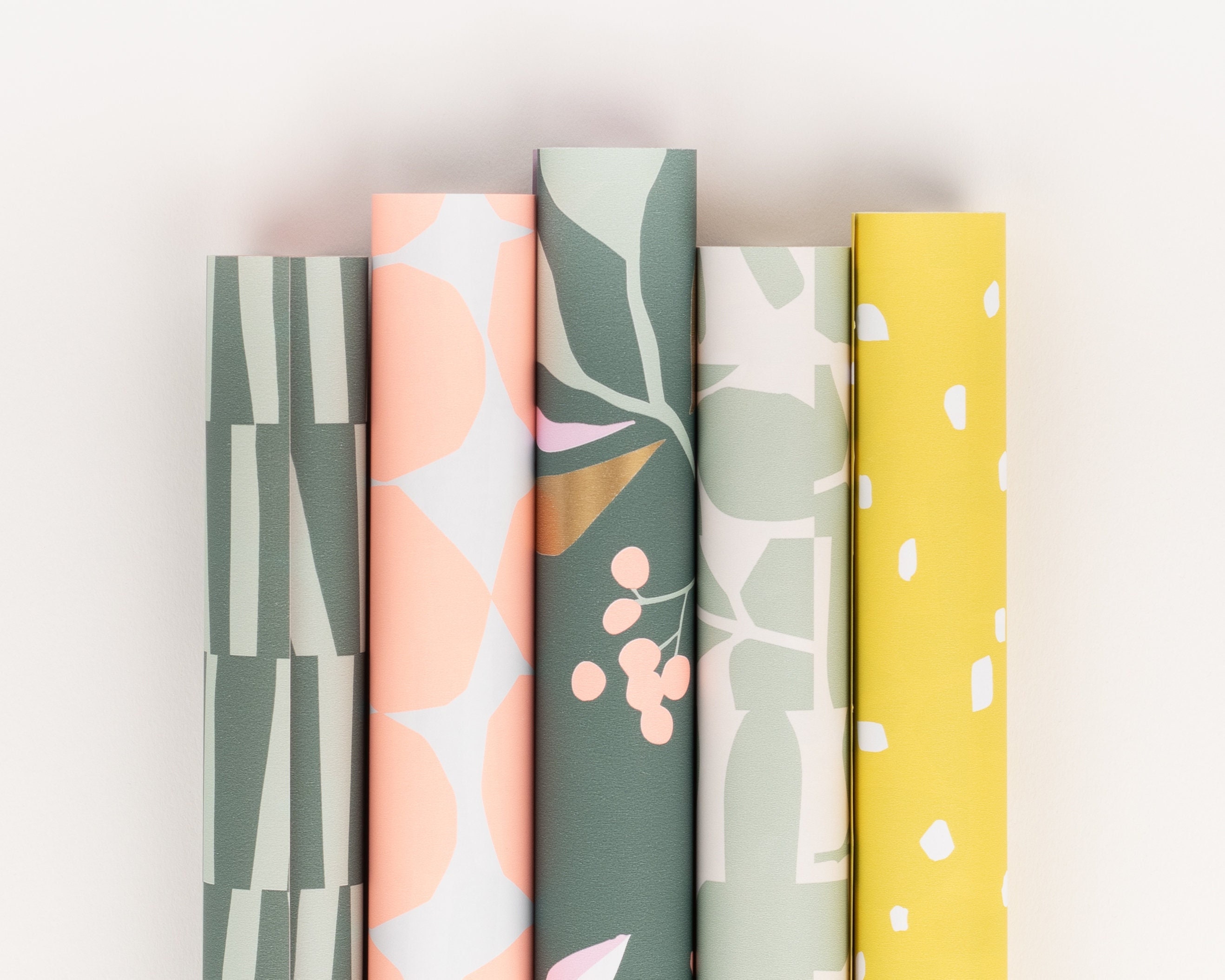Geschenkpapier Rolle Mix Herbst | Blätter, Raster, Geschenkverpacking, Einpackpapier, Geschenkbögen
