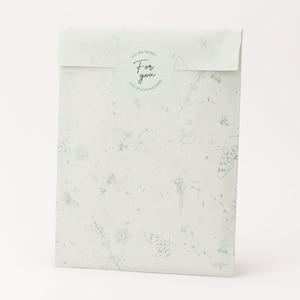 Buste di carta Blooming Garden, verde menta / blu | Fiori, sacchetti regalo, confezioni regalo, buste piatte, mini bag, fiori, insetti