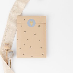 Paper bags stars with gold effect, warm, 12 x 19 cm | Gift bags, gift wrapping, paper bag, shipping packaging, bags