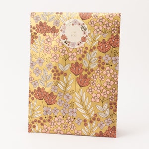 Paper bags flower meadow retro gold/pink, chic with gold effect Gift bags, gift wrapping, flat bag, flowers image 1