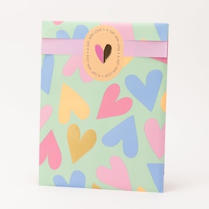 Paper bags minty hearts Summer, gift bags, gift packaging, flat bag, paper bags, spring image 1