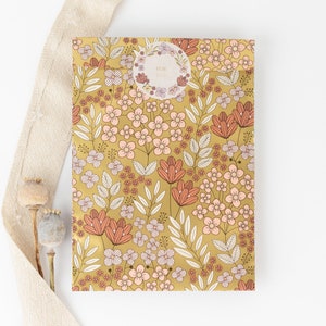 Paper bags flower meadow retro gold/pink, chic with gold effect Gift bags, gift wrapping, flat bag, flowers image 2