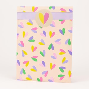 Sacchetti di carta a forma di cuore, beige / rosa / lilla | sacchetti regalo, imballaggio, sacchetto piatto, sacchetto di carta, venditore Etsy, amore