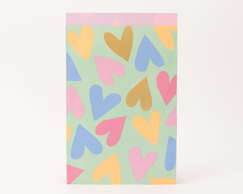 Paper bags minty hearts Summer, gift bags, gift packaging, flat bag, paper bags, spring image 3