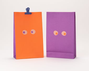 Geschenktüten Watching you, violett/rot | Papiertüten, Geschenkverpackung, Kids, Blockbodenbeutel, Mitgebsel Kindergeburtstag, Kinder Bunt