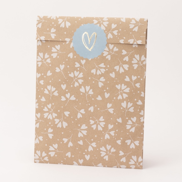 Papiertüten Kleeblatt Herzen Kraft | Geschenktüten, Geschenkverpackung, Flatbag, Minitüten, Liebe, Blumen, Kraftpapier