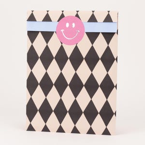 Sacchetti di carta a forma di diamante, nero/beige | Sacchetti regalo, confezioni regalo, buste piatte, compleanno bambini, sacchetti per feste