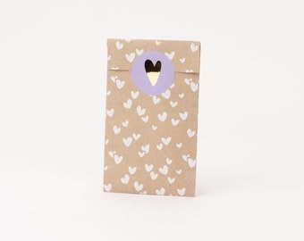 Mini bolsas de papel Corazones, Kraft | Bolsas de regalo, envoltorios para regalos, bolsas planas, embalajes para joyas.